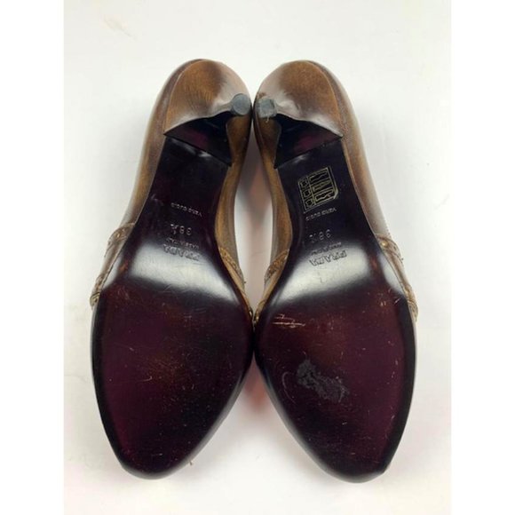 Vintage Prada Leather Peep Toe Heels 38.5 - Picture 8 of 11